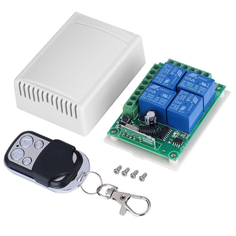 Universal Wireless Remote Control Switch DC 12V 4CH relay Receiver Module With 4 channel RF Remote 433 Mhz Transmitter With one Remote Control